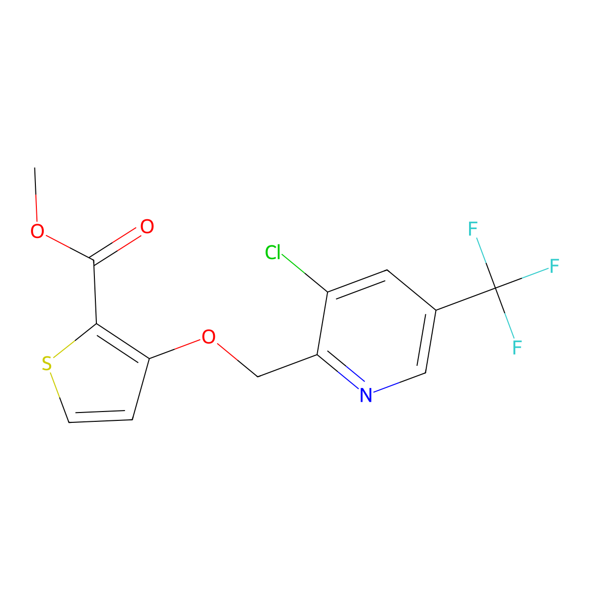 Methyl 3-[[3-chloro-5-(trifluoromethyl)-2-pyridinyl]methoxy]-2-thiophenecarboxylate molecular structure, CAS 265125-01-7