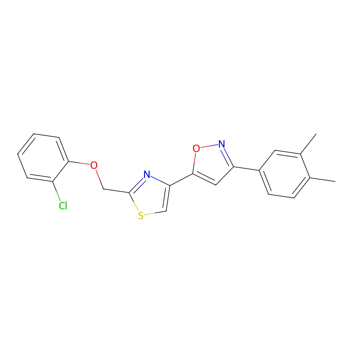 5-[2-[(2-Chlorophenoxy)methyl]-4-thiazolyl]-3-(3,4-dimethylphenyl)isoxazole molecular structure, CAS 265125-13-1