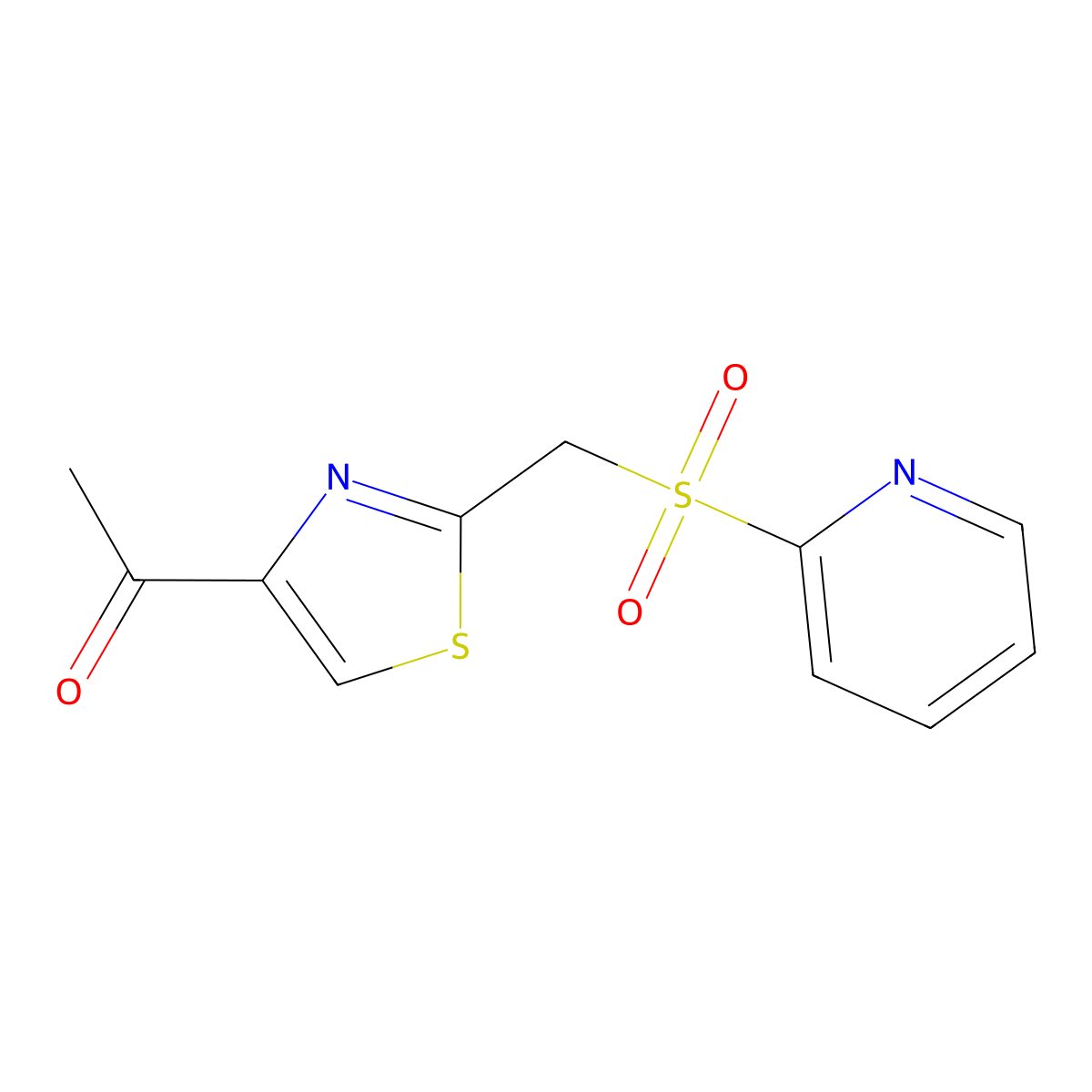 1-{2-[(2-Pyridylsulfonyl)methyl]-1,3-thiazol-4-yl}ethan-1-one molecular structure, CAS 265126-44-1