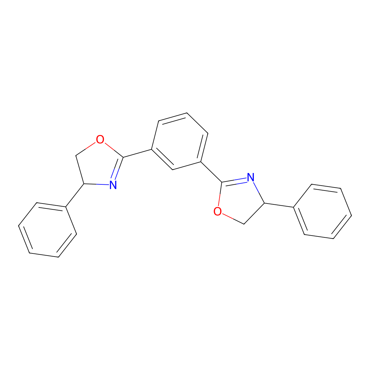 1,3-Bis((R)-4-phenyl-4,5-dihydrooxazol-2-yl)benzene molecular structure, CAS 265127-65-9