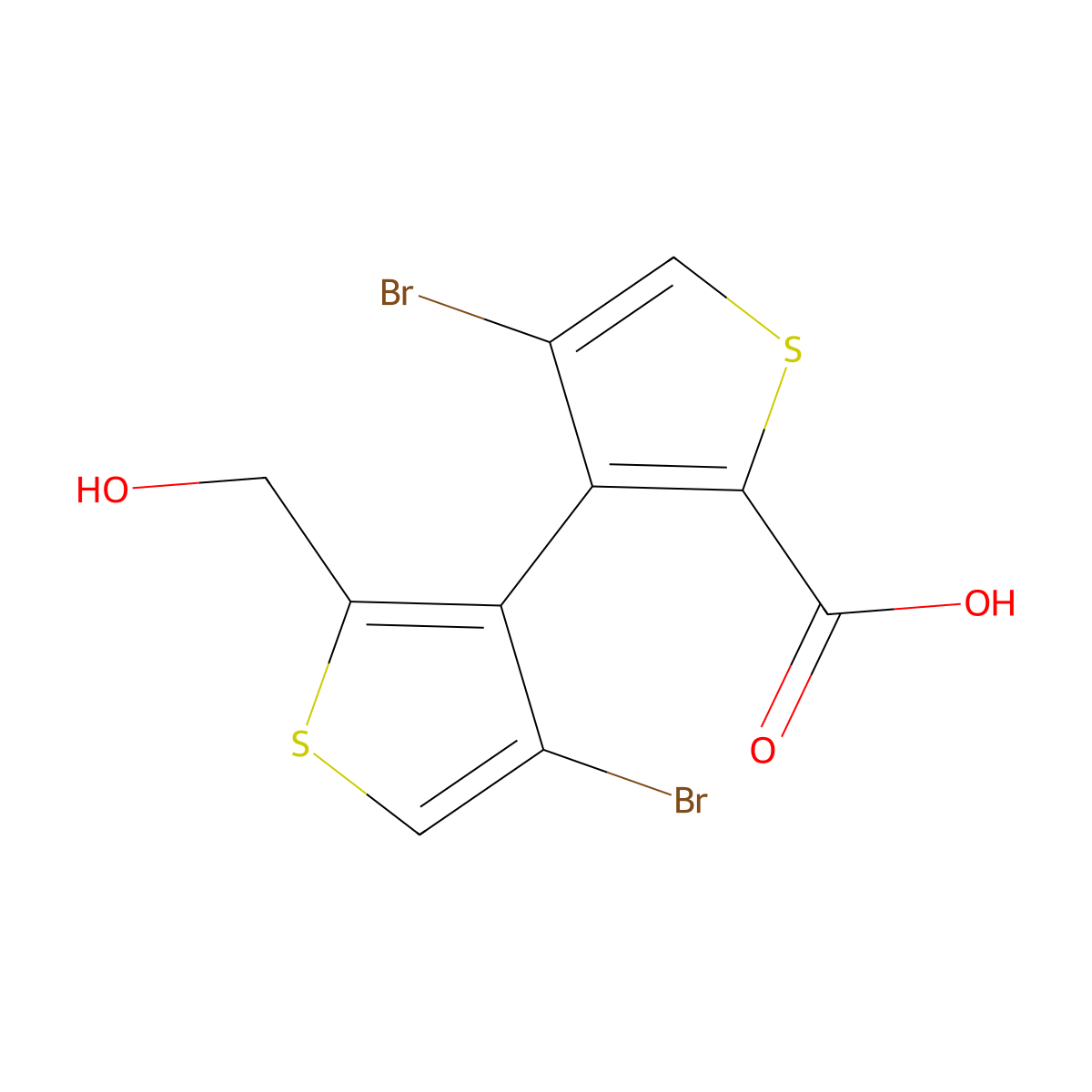4,4'-Dibromo-2'-(hydroxymethyl)-3,3'-bithiophene-2-carboxylic acid molecular structure, CAS 26518-20-7