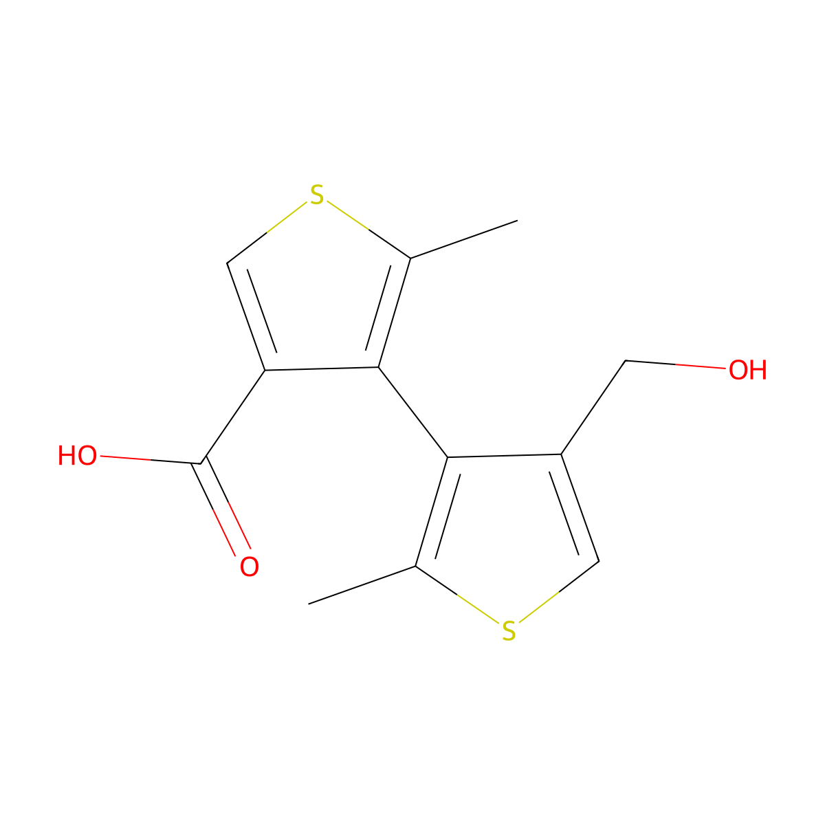 3'-(Hydroxymethyl)-5,5'-dimethyl-4,4'-bithiophene-3-carboxylic acid molecular structure, CAS 26518-30-9