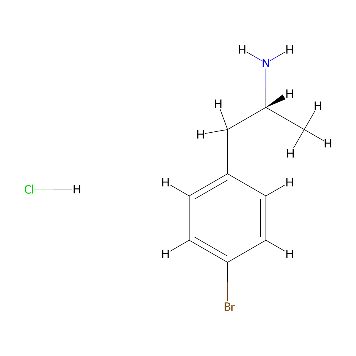 (1R)-2-(4-Bromophenyl)-1-methylethylamine HCl molecular structure, CAS 2651971-66-1