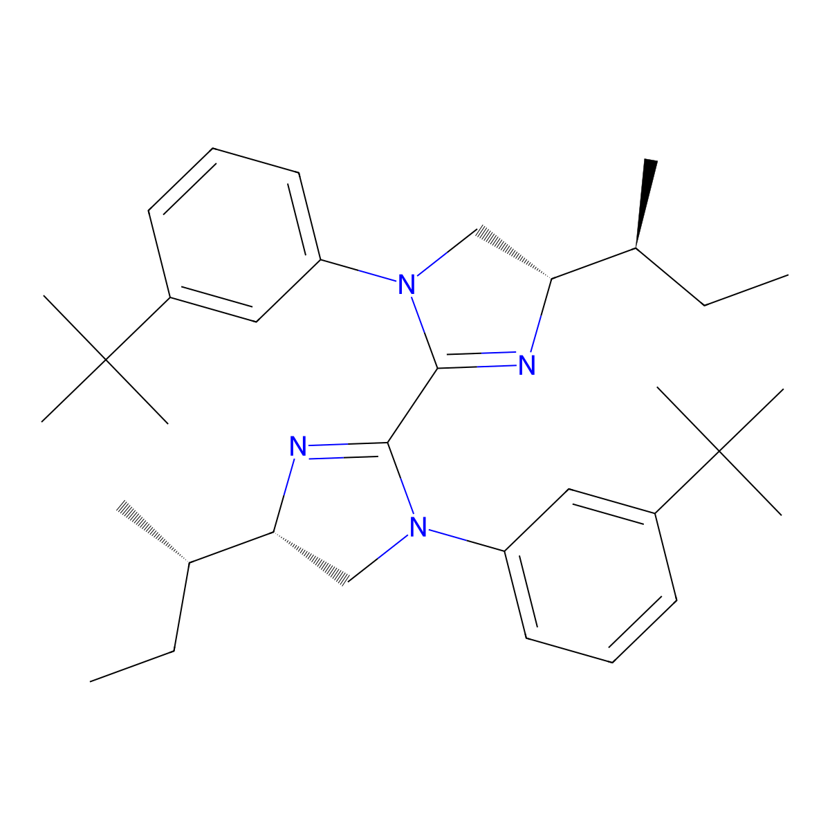 (4S,4'S)-4,4'-Di((S)-sec-butyl)-1,1'-bis(3-(tert-butyl)phenyl)-4,4',5,5'-tetrahydro-1H,1'H-2,2'-biimidazole molecular structure, CAS 2652038-38-3