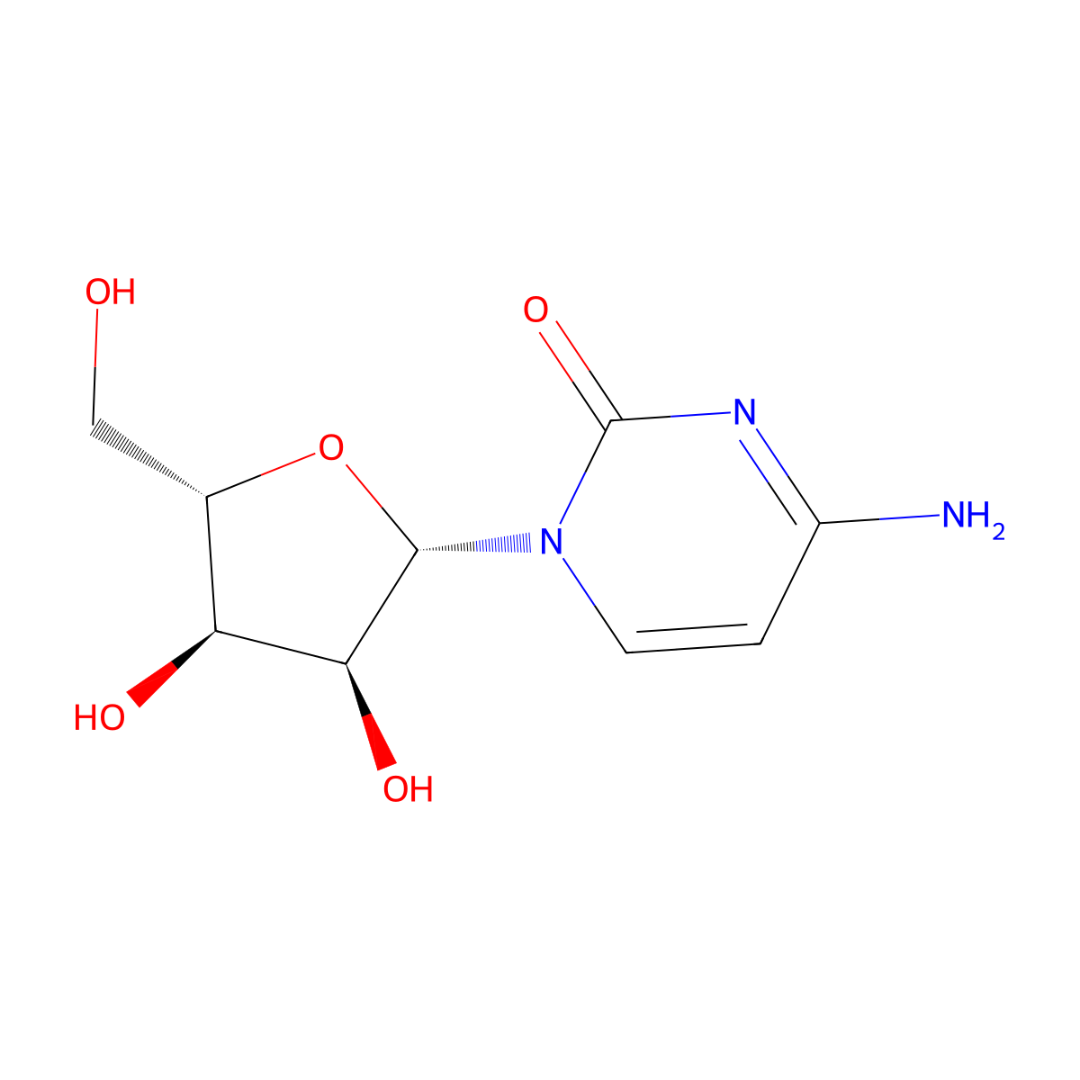 4-Amino-1-((2S,3S,4R,5S)-3,4-dihydroxy-5-(hydroxymethyl)tetrahydrofuran-2-yl)pyrimidin-2(1H)-one molecular structure, CAS 26524-60-7