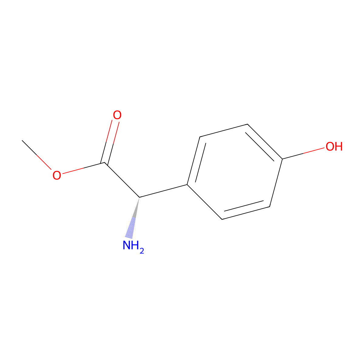 Methyl (2S)-2-amino-2-(4-hydroxyphenyl)acetate molecular structure, CAS 26531-82-8