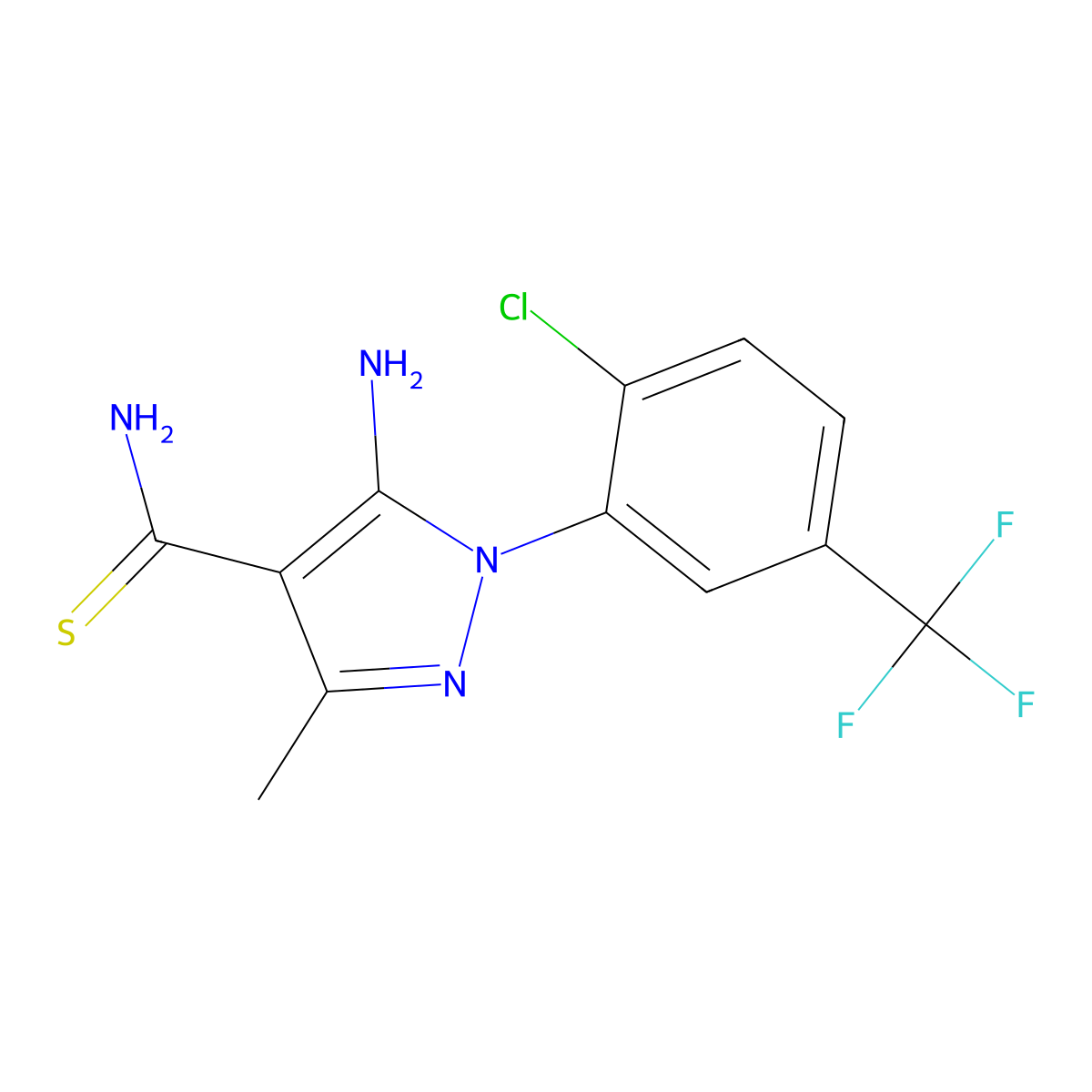 5-amino-1-[2-chloro-5-(trifluoromethyl)phenyl]-3-methyl-1H-pyrazole-4-carbothioamide molecular structure, CAS 265314-27-0