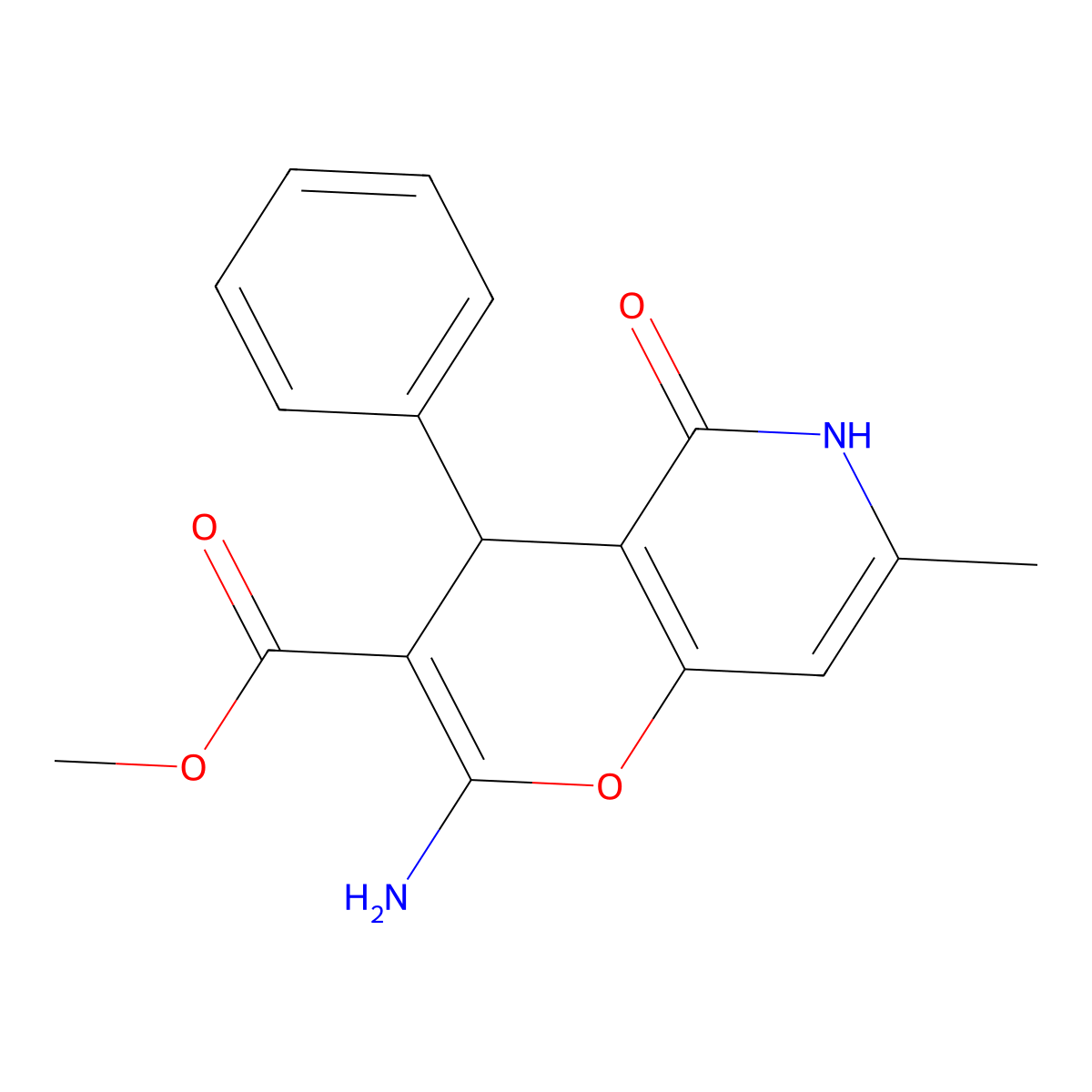 methyl 2-amino-7-methyl-5-oxo-4-phenyl-5,6-dihydro-4H-pyrano[3,2-c]pyridine-3-carboxylate molecular structure, CAS 265315-58-0