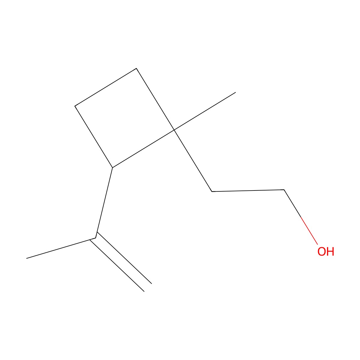 Cyclobutaneethanol, 1-methyl-2-(1-methylethenyl)-, (1R,2S)-rel- molecular structure, CAS 26532-22-9