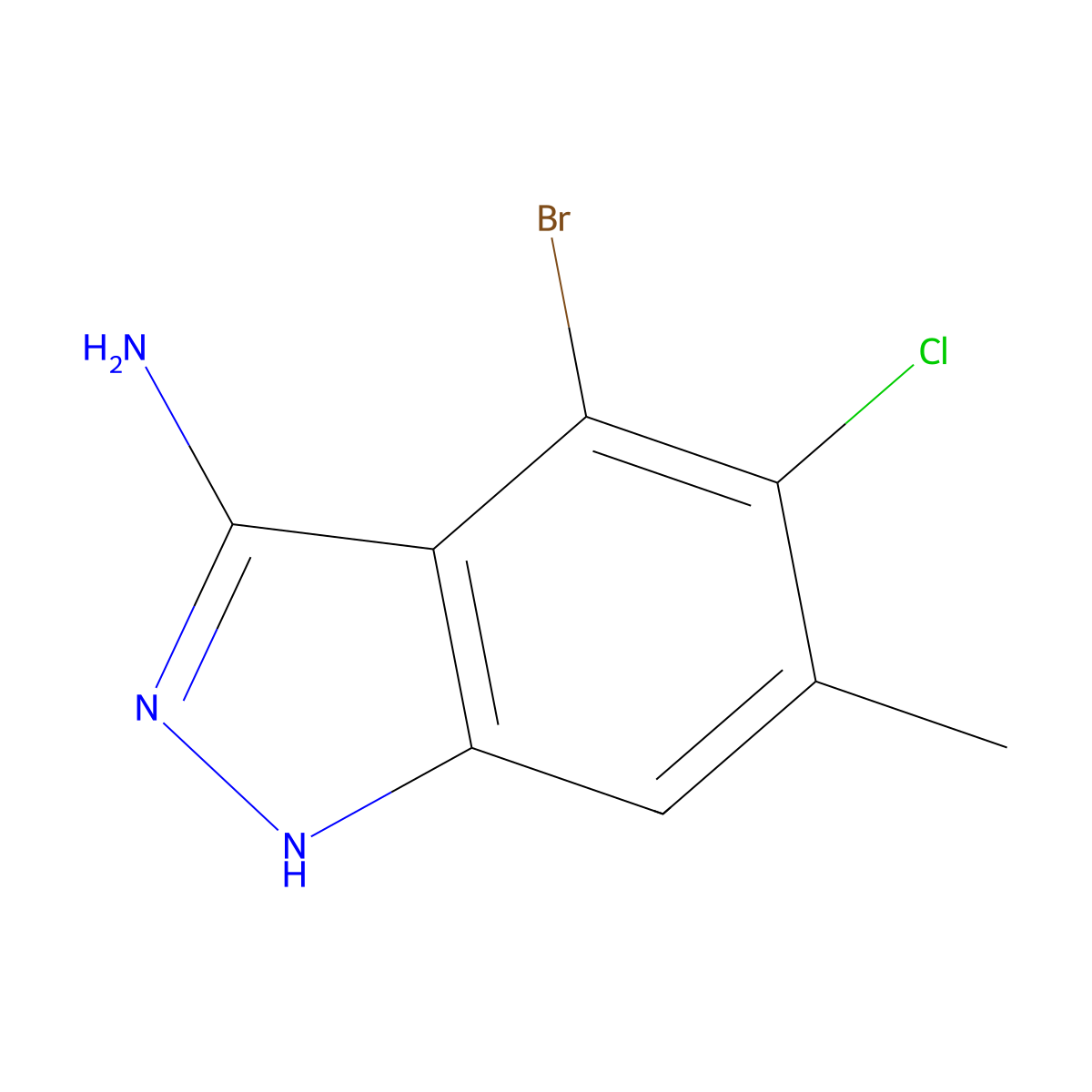 4-Bromo-5-chloro-6-methyl-1H-indazol-3-amine molecular structure, CAS 2653202-63-0