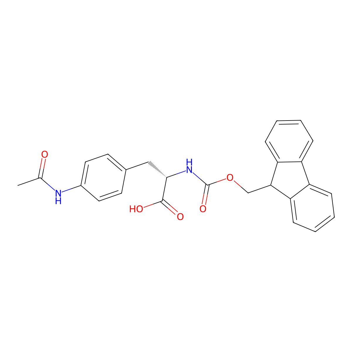 (S)-2-((((9H-Fluoren-9-yl)methoxy)carbonyl)amino)-3-(4-acetamidophenyl)propanoic acid molecular structure, CAS 265321-34-4