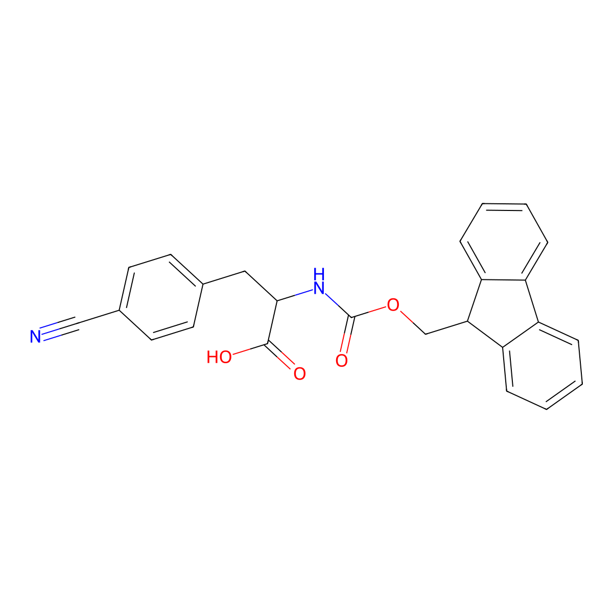 3-(4-cyanophenyl)-2-(9H-fluoren-9-ylmethoxycarbonylamino)propanoic Acid molecular structure, CAS 265321-37-7