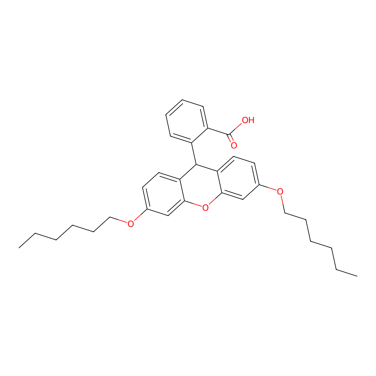 2-(3,6-Dihexyloxyxanthen-9-yl)benzoic Acid molecular structure, CAS 2653263-66-0