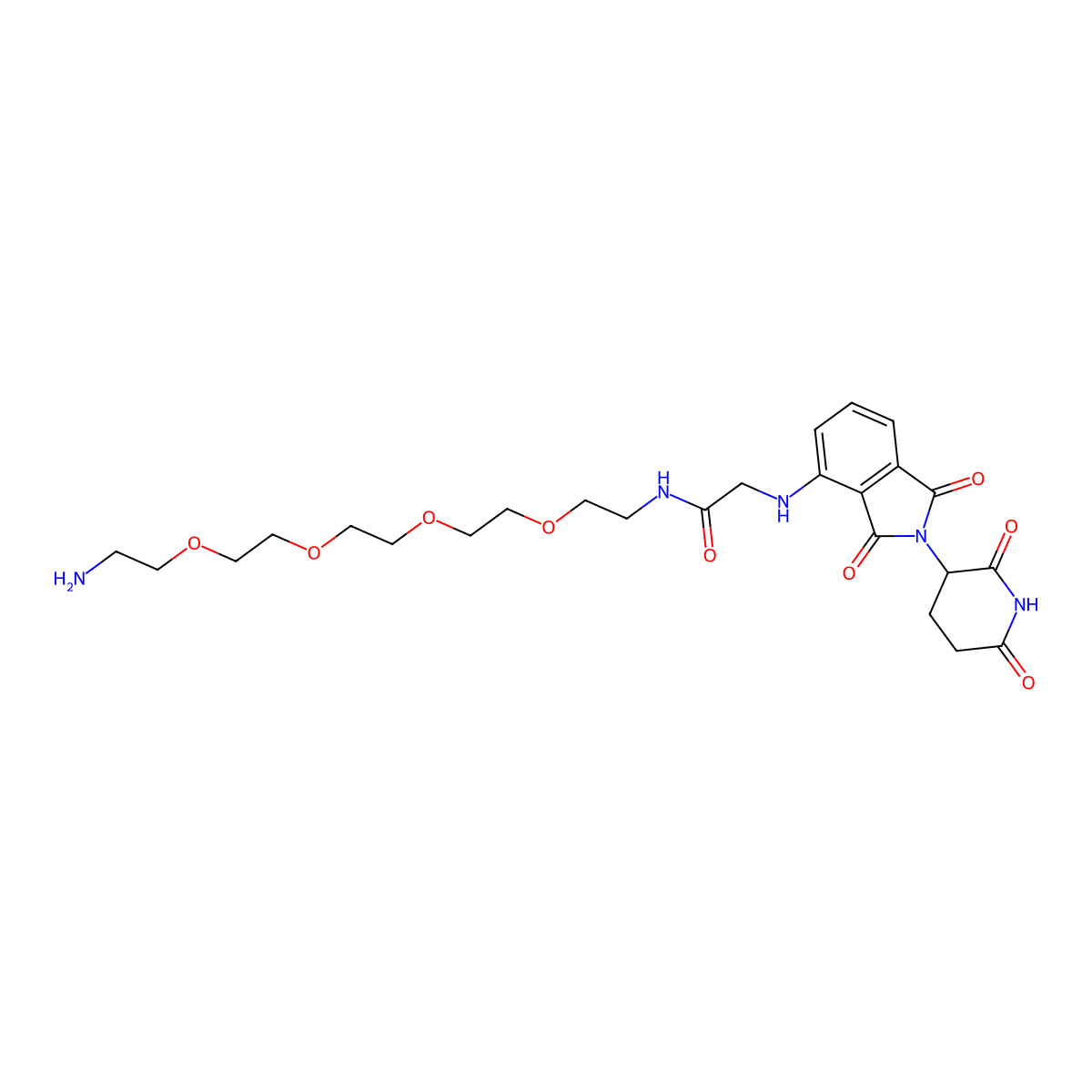 Thalidomide-NH-amido-PEG4-C2-NH2 molecular structure, CAS 2653336-34-4