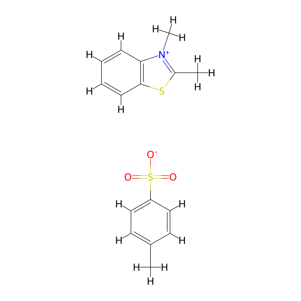 Benzothiazolium, 2,3-dimethyl-, 4-methylbenzenesulfonate (1:1) molecular structure, CAS 2654-52-6