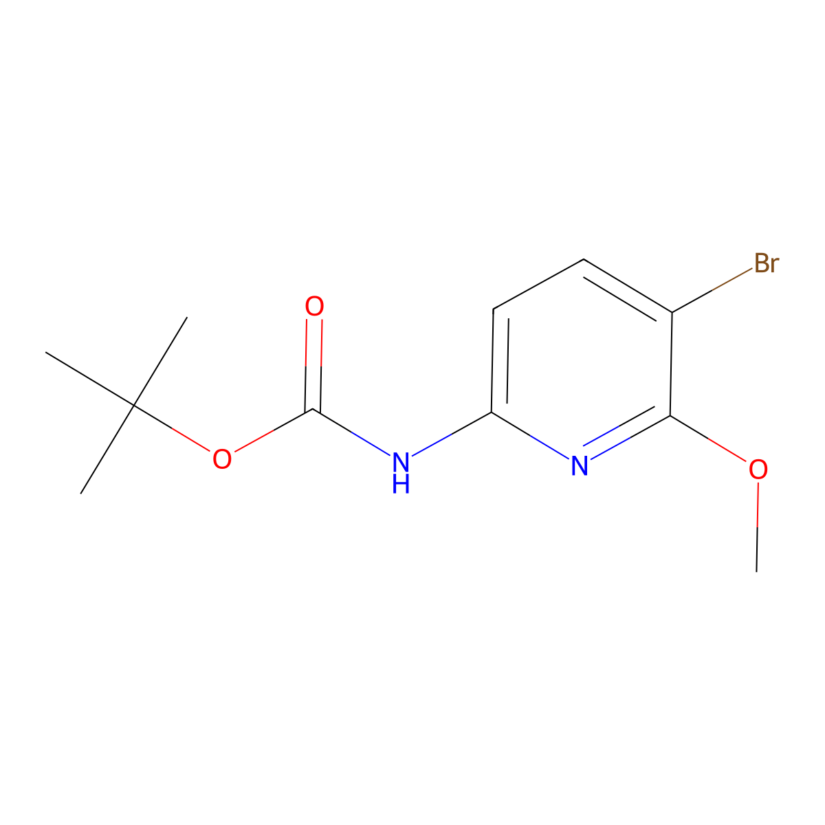 tert-butyl N-(5-bromo-6-methoxypyridin-2-yl)carbamate molecular structure, CAS 2654052-27-2