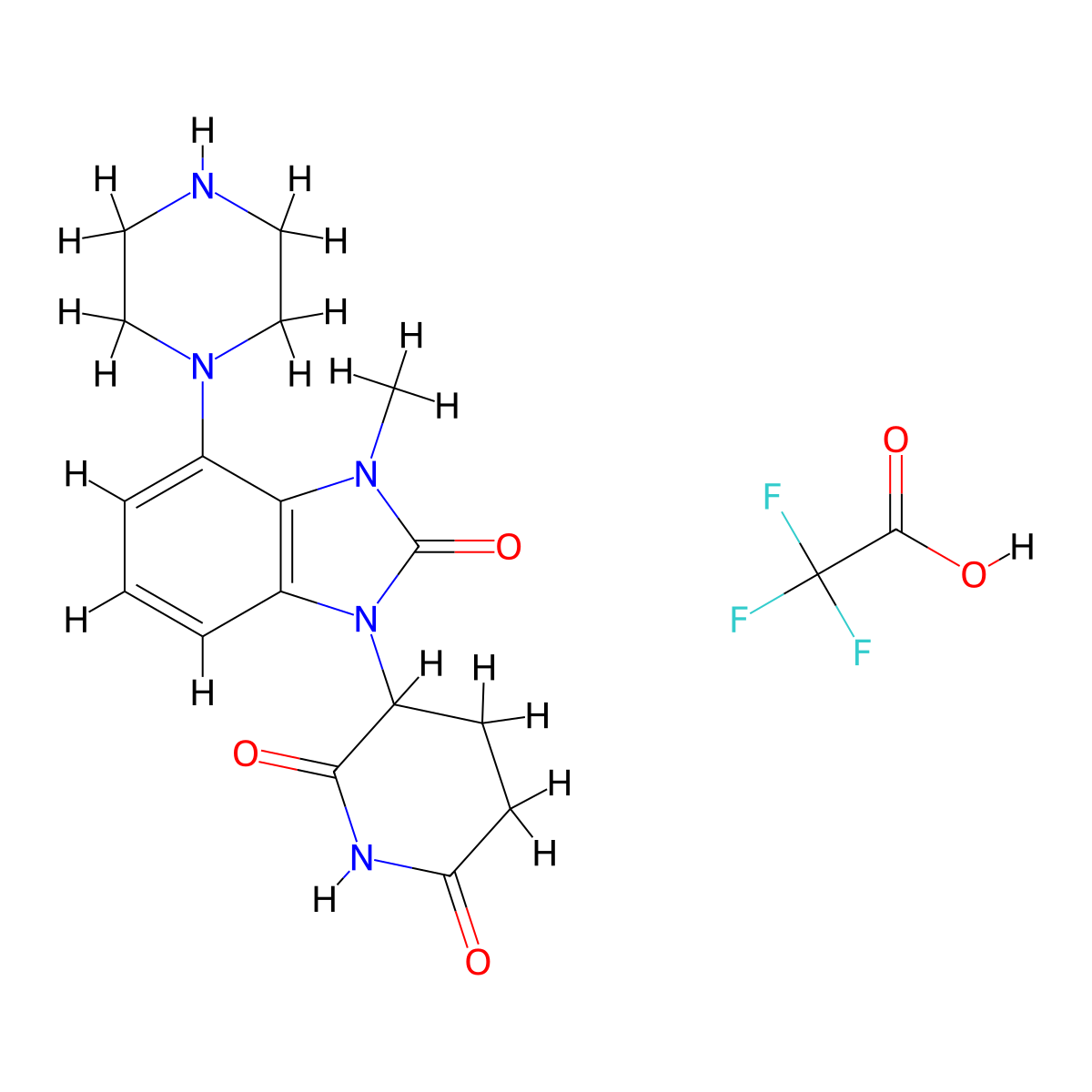 3-(3-Methyl-2-oxo-4-(piperazin-1-YL)-2,3-dihydro-1H-benzo[D]imidazol-1-YL)piperidine-2,6-dione 2,2,2-trifluoroacetate molecular structure, CAS 2654057-01-7