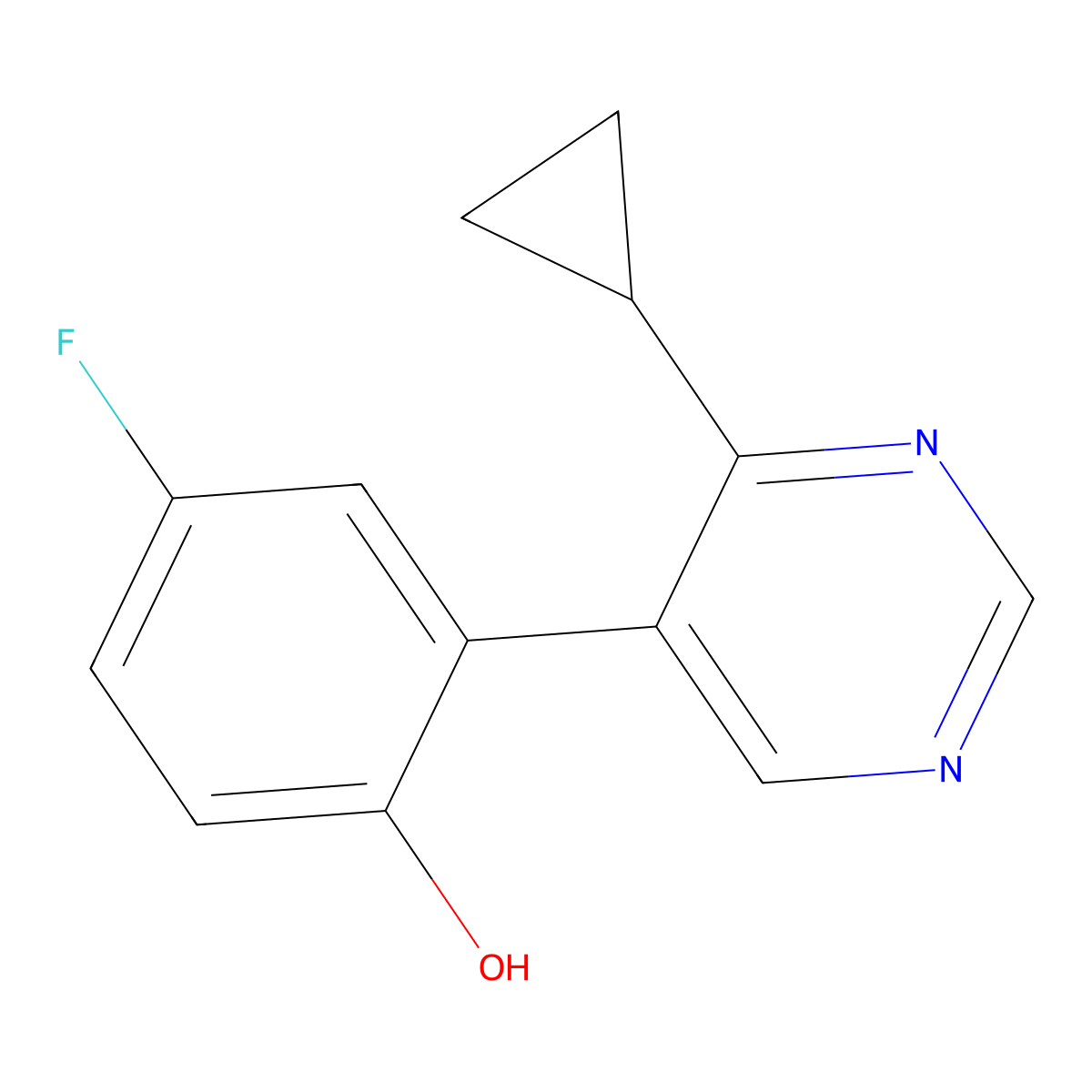 2-(4-Cyclopropylpyrimidin-5-yl)-4-fluorophenol molecular structure, CAS 2654082-97-8