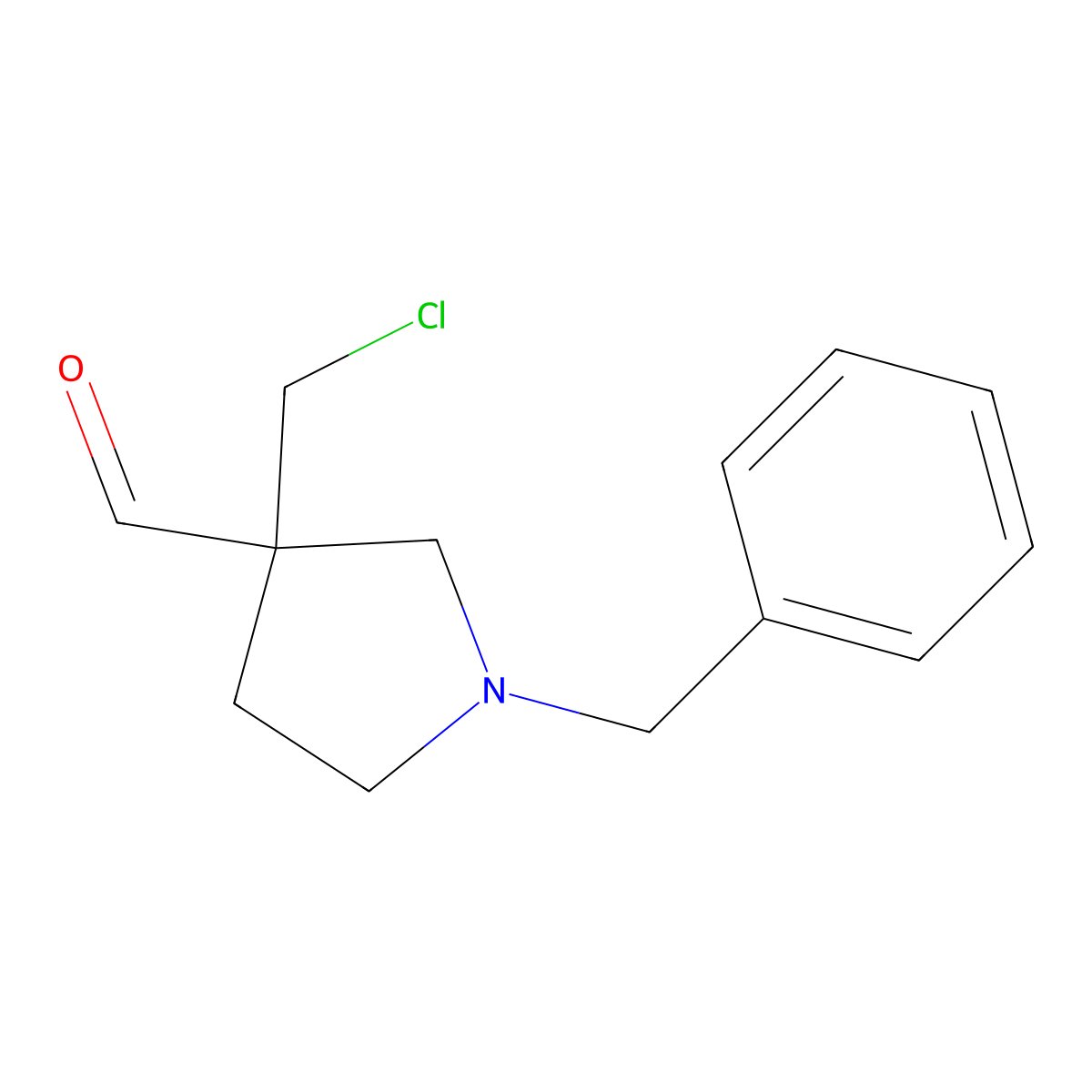 1-Benzyl-3-(chloromethyl)pyrrolidine-3-carbaldehyde molecular structure, CAS 2654084-04-3