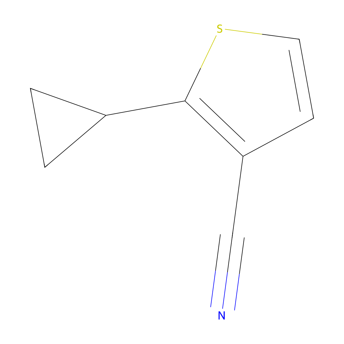2-Cyclopropylthiophene-3-carbonitrile molecular structure, CAS 2654087-86-0