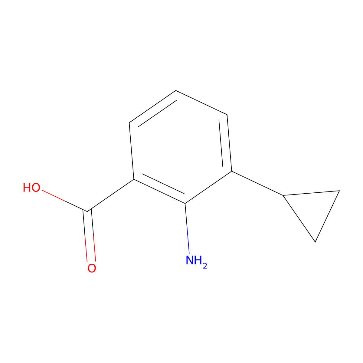 2-Amino-3-cyclopropylbenzoic acid molecular structure, CAS 2654087-87-1