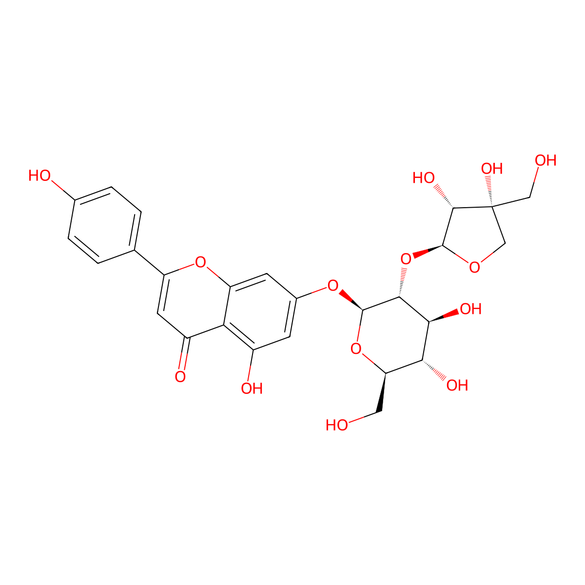 Apiin molecular structure, CAS 26544-34-3