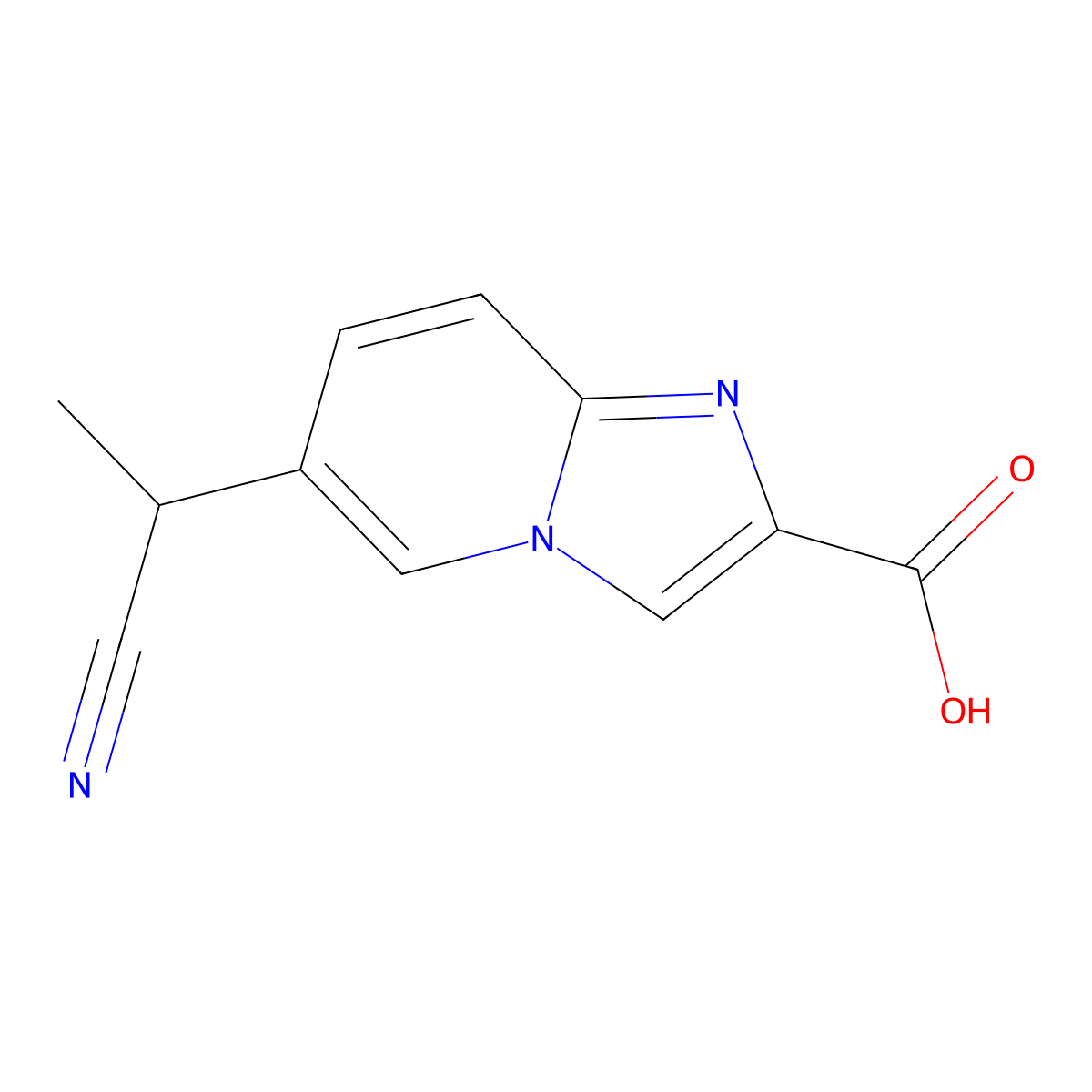6-(1-Cyanoethyl)imidazo[1,2-a]pyridine-2-carboxylic acid molecular structure, CAS 2654760-76-4