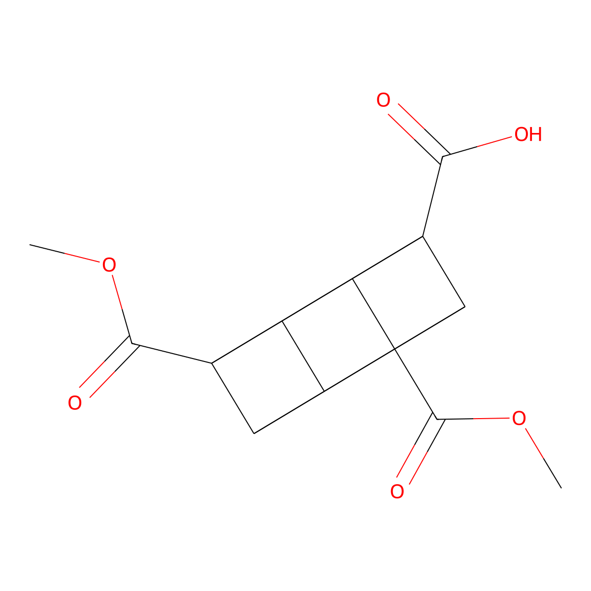 2,7-Bis(methoxycarbonyl)cubane-1-carboxylic acid molecular structure, CAS 2654770-40-6