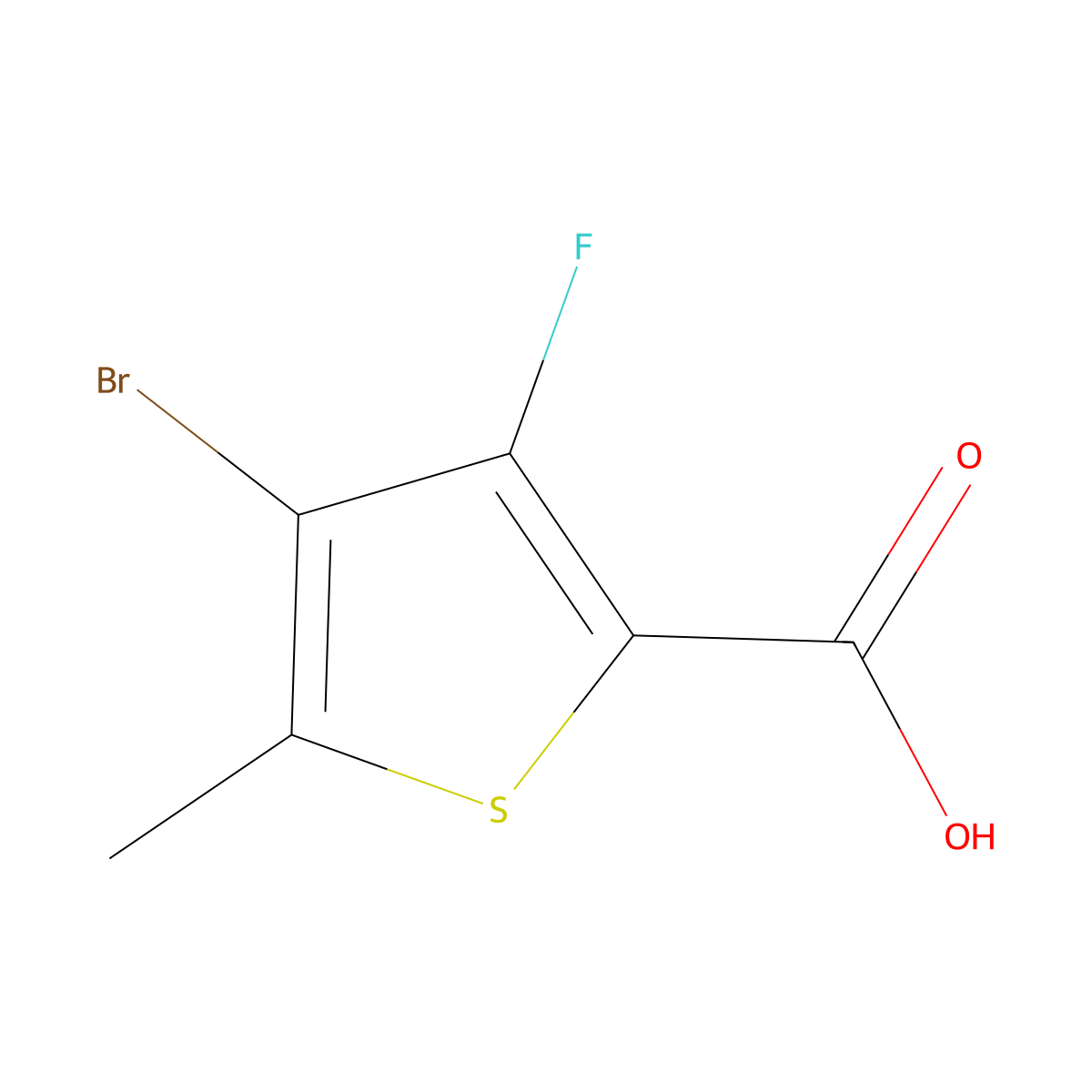 4-Bromo-3-fluoro-5-methyl-2-thiophenecarboxylic acid molecular structure, CAS 2654784-67-3