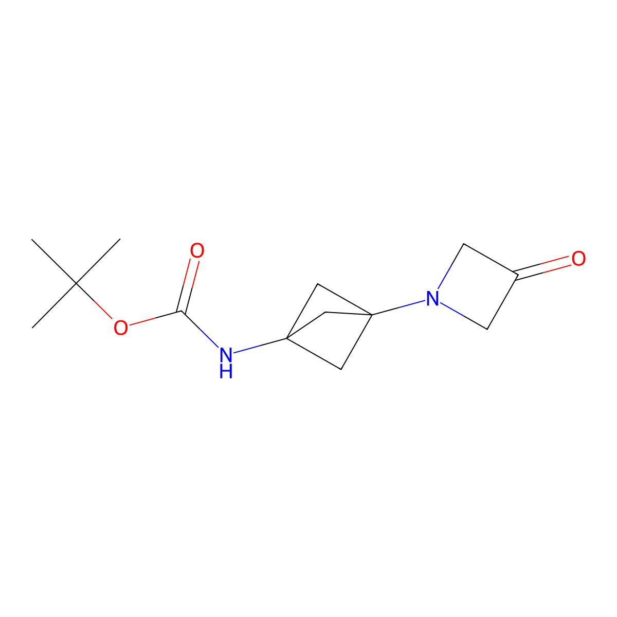 tert-butyl N-[3-(3-oxoazetidin-1-yl)-1-bicyclo[1.1.1]pentanyl]carbamate molecular structure, CAS 2654797-82-5