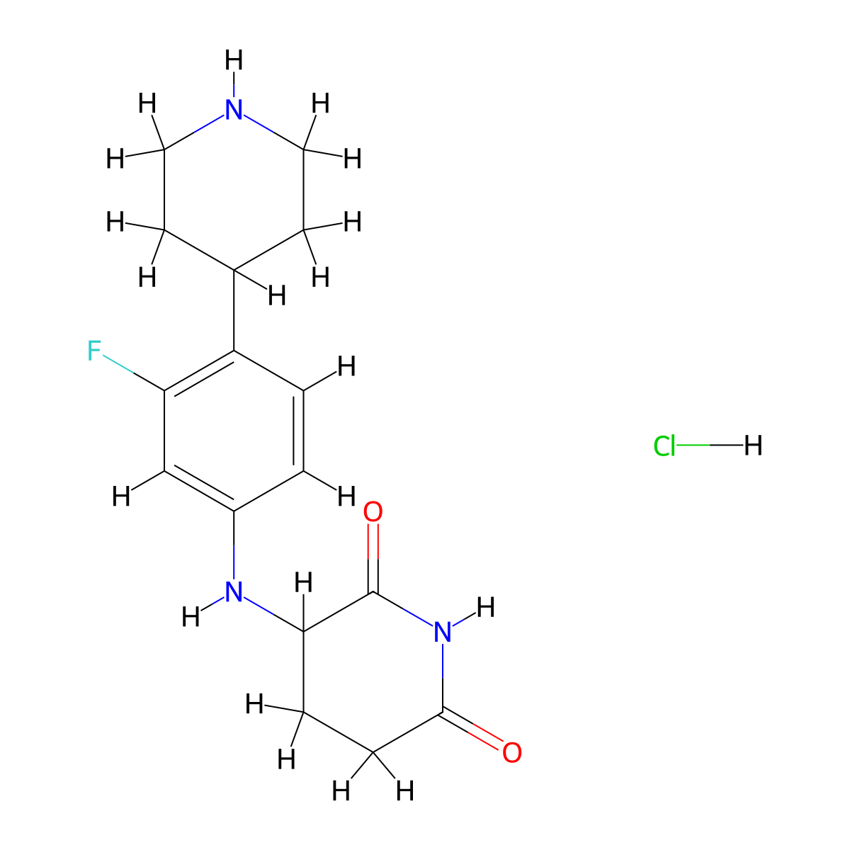 3-((3-Fluoro-4-(piperidin-4-yl)phenyl)amino)piperidine-2,6-dione hydrochloride molecular structure, CAS 2654822-04-3