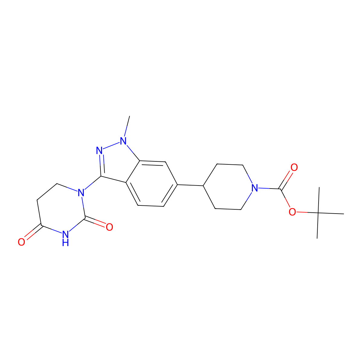 tert-Butyl 4-(3-(2,4-dioxotetrahydropyrimidin-1(2H)-yl)-1-methyl-1H-indazol-6-yl)piperidine-1-carboxylate molecular structure, CAS 2654822-21-4