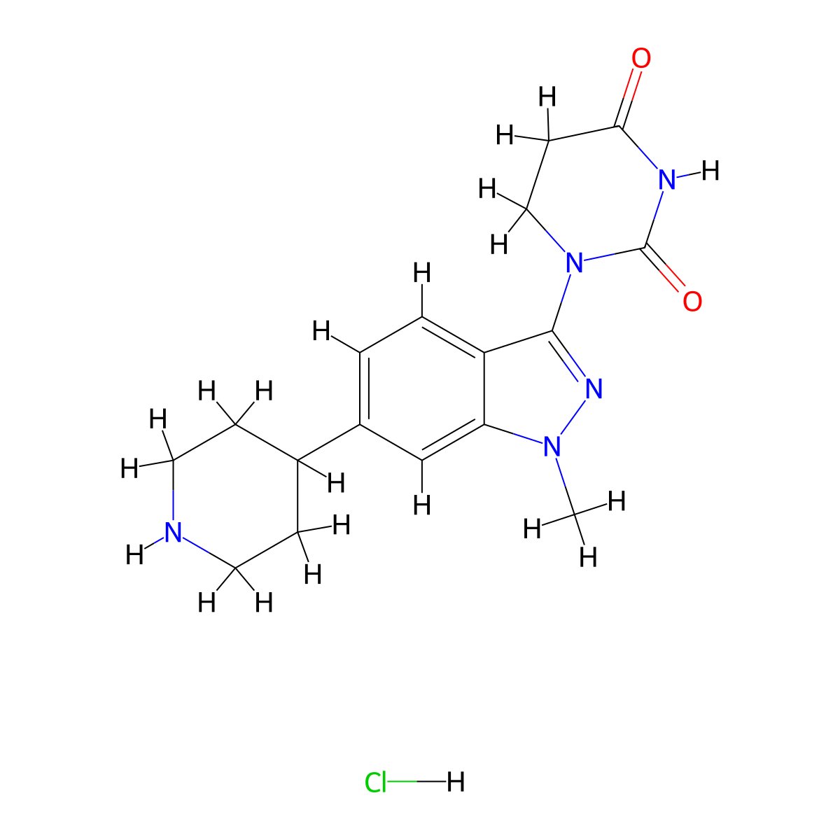 1-(1-Methyl-6-(piperidin-4-yl)-1H-indazol-3-yl)dihydropyrimidine-2,4(1H,3H)-dione hydrochloride molecular structure, CAS 2654822-23-6