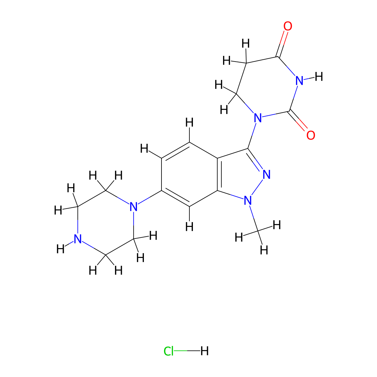 1-(1-Methyl-6-(piperazin-1-YL)-1H-indazol-3-YL)dihydropyrimidine-2,4(1H,3H)-dione hydrochloride molecular structure, CAS 2654825-53-1