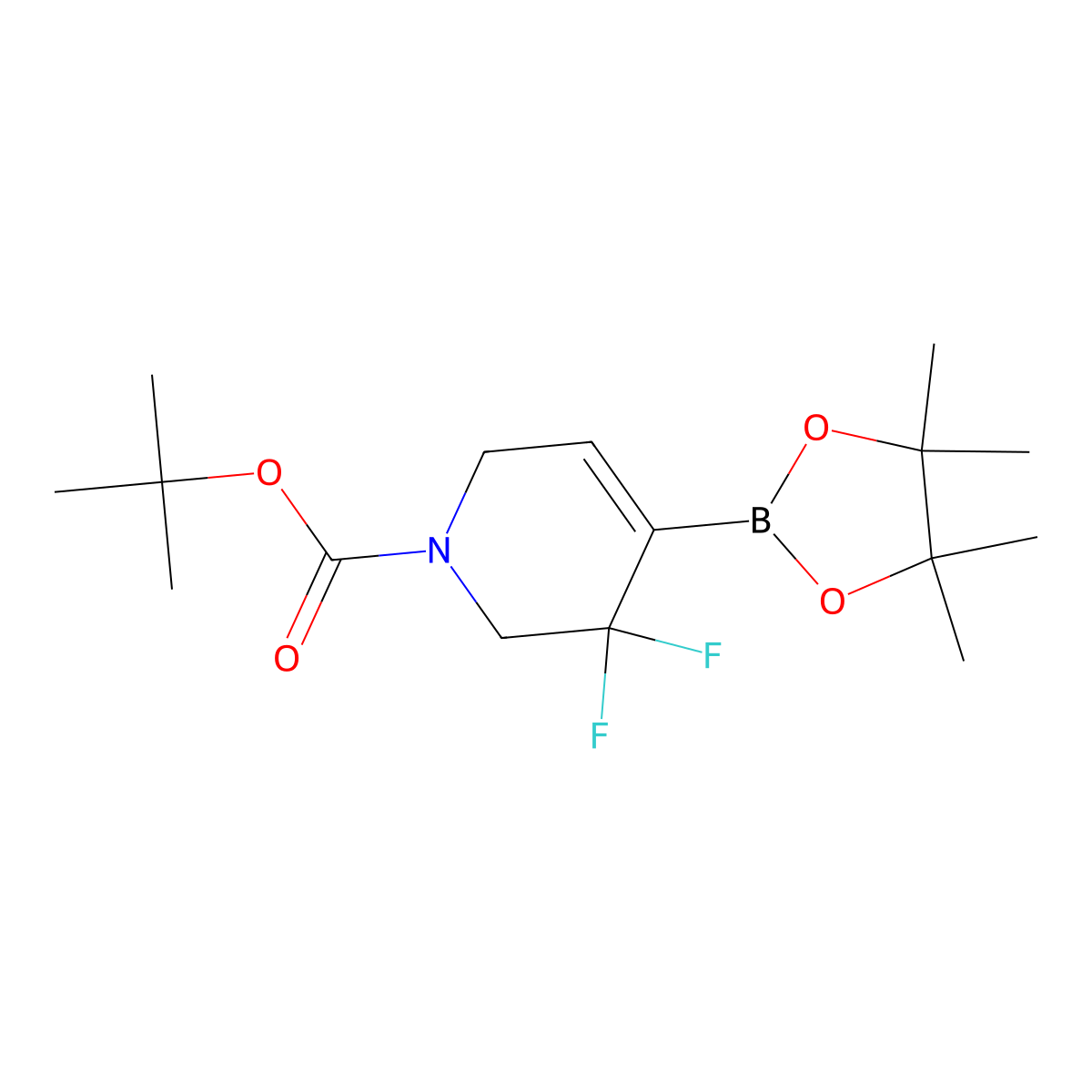 Tert-butyl 3,3-difluoro-4-(4,4,5,5-tetramethyl-1,3,2-dioxaborolan-2-yl)-1,2,3,6-tetrahydropyridine-1-carboxylate molecular structure, CAS 2654826-84-1