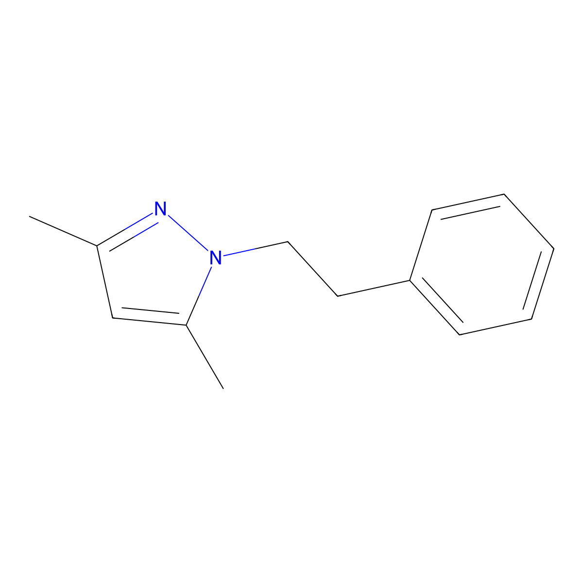 3,5-dimethyl-1-(2-phenylethyl)-1H-pyrazole molecular structure, CAS 2655-35-8