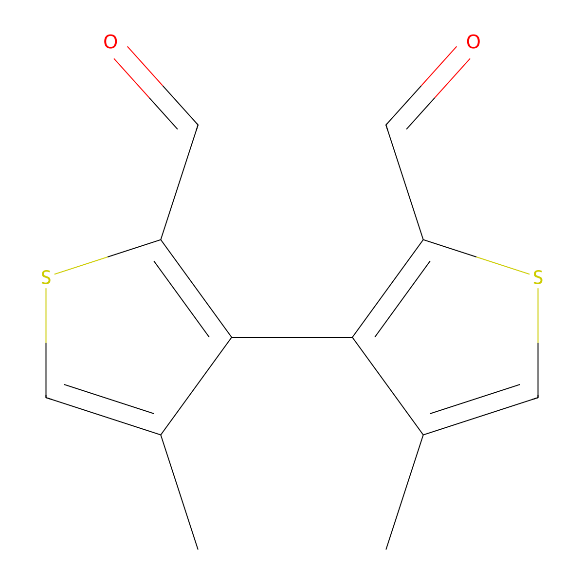 3-(2-Formyl-4-methylthiophen-3-yl)-4-methylthiophene-2-carbaldehyde molecular structure, CAS 26554-57-4