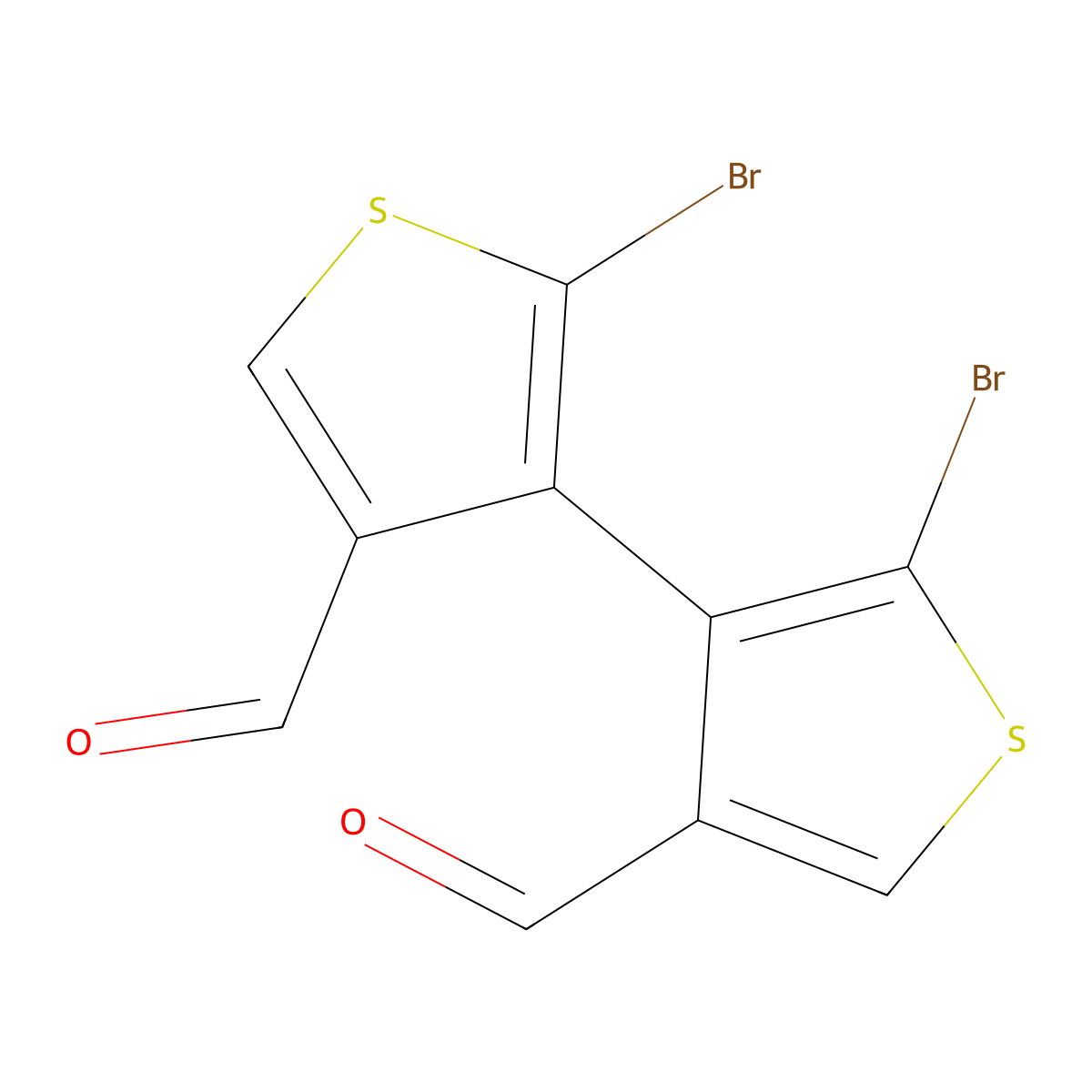 5-Bromo-4-(2-bromo-4-formylthiophen-3-yl)thiophene-3-carbaldehyde molecular structure, CAS 26554-59-6