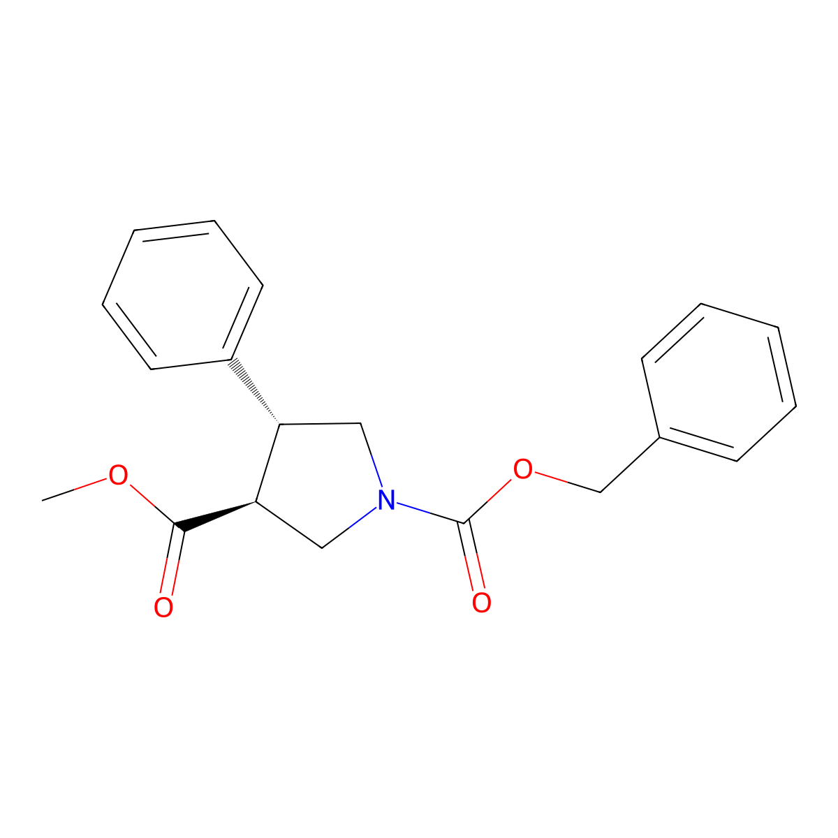 1-Benzyl 3-methyl trans-4-phenylpyrrolidine-1,3-dicarboxylate molecular structure, CAS 2655608-57-2