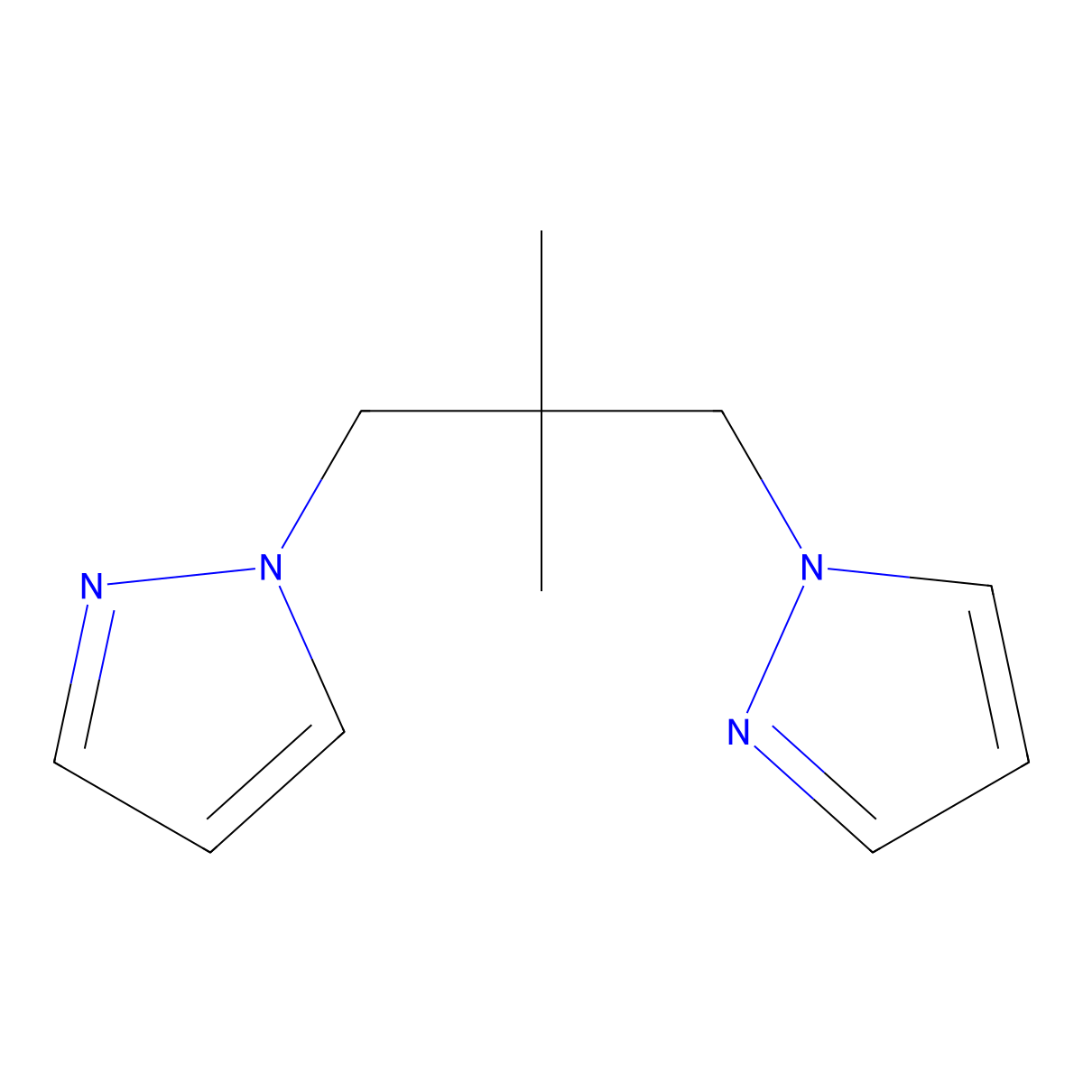 1-[2-Methyl-2-(pyrazol-1-ylmethyl)propyl]pyrazole molecular structure, CAS 2655608-60-7