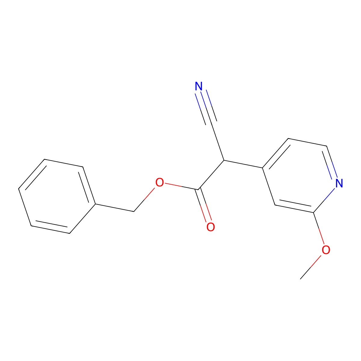 Benzyl 2-cyano-2-(2-methoxypyridin-4-yl)acetate molecular structure, CAS 2655608-62-9