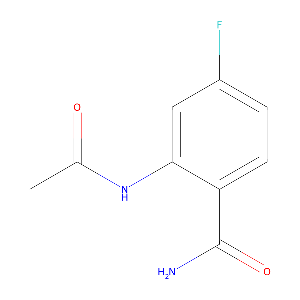 2-Acetamido-4-fluorobenzamide molecular structure, CAS 2655608-63-0