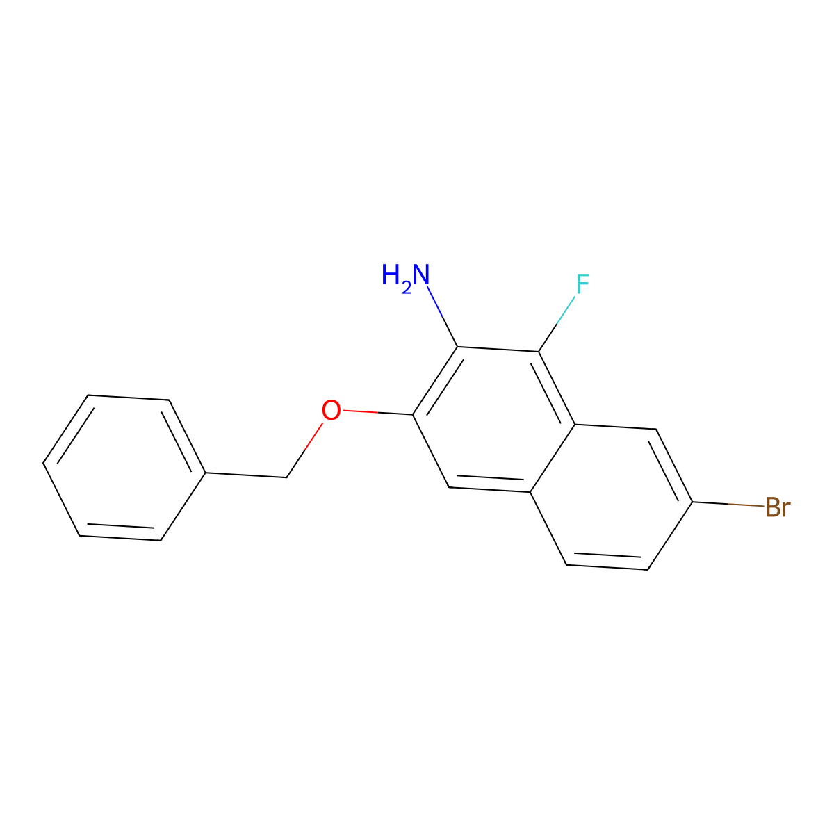 3-(Benzyloxy)-7-bromo-1-fluoronaphthalen-2-amine molecular structure, CAS 2655644-83-8