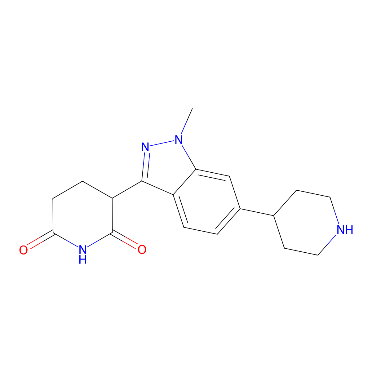 3-[1-Methyl-6-(4-piperidinyl)-1H-indazol-3-yl]-2,6-piperidinedione molecular structure, CAS 2655646-49-2