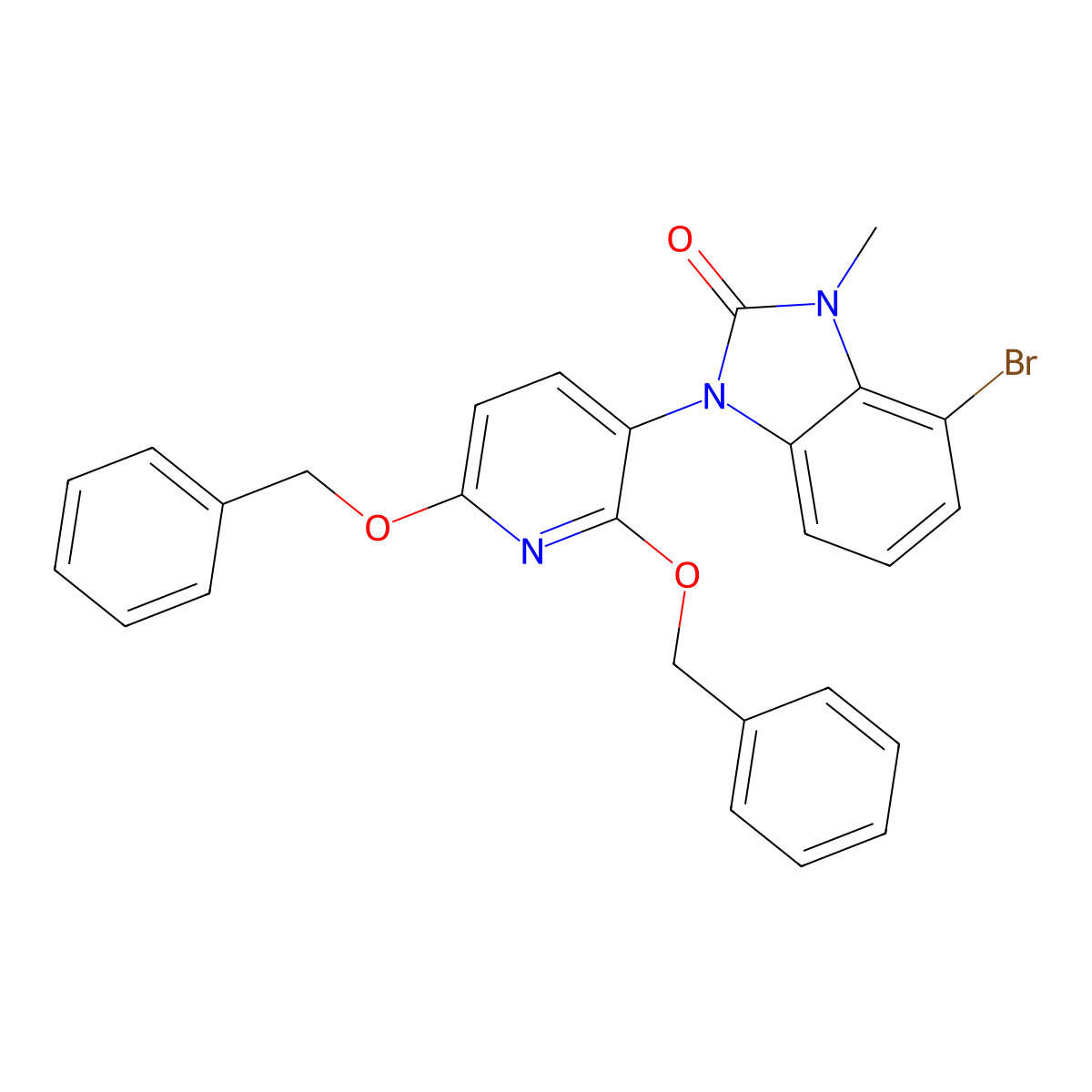 1-(2,6-Bis(benzyloxy)pyridin-3-yl)-4-bromo-3-methyl-1,3-dihydro-2H-benzo[d]imidazol-2-one molecular structure, CAS 2655646-56-1