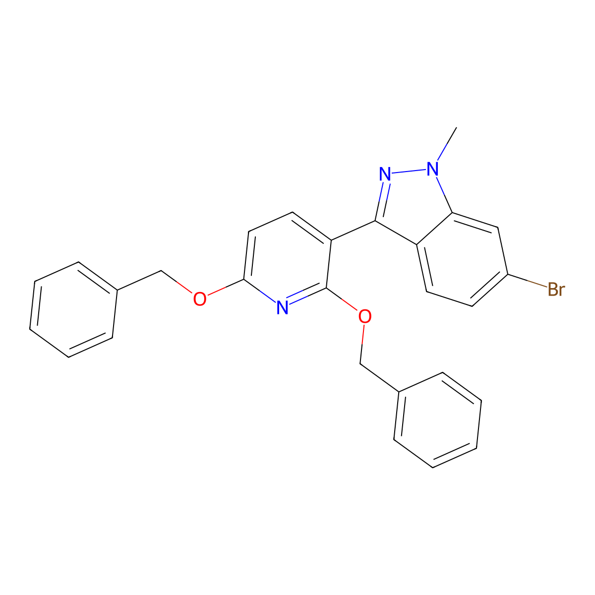 3-(2,6-bis(benzyloxy)pyridin-3-yl)-6-bromo-1-methyl-1H-indazole molecular structure, CAS 2655649-48-0
