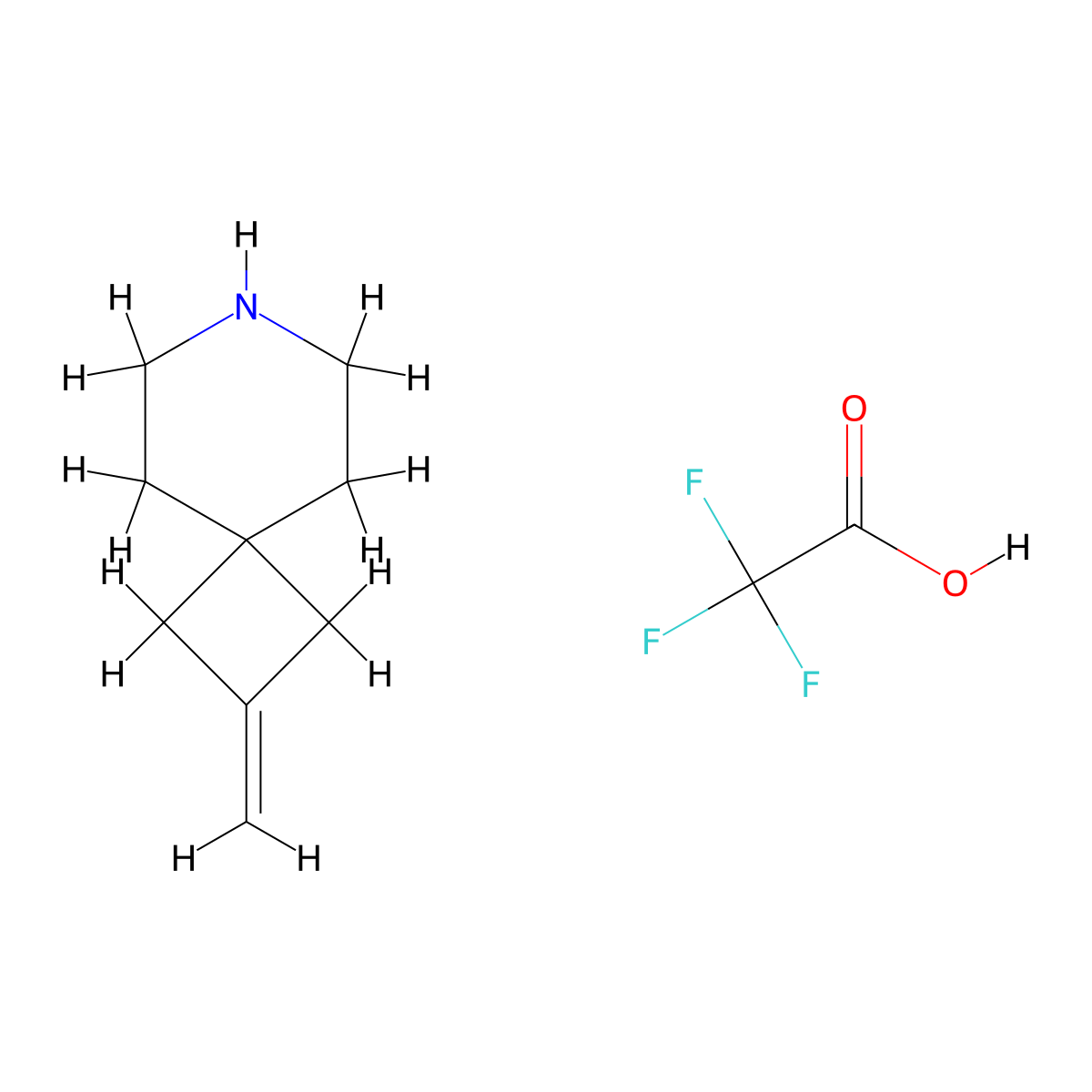 2-Methylidene-7-azaspiro[3.5]nonane; trifluoroacetic acid molecular structure, CAS 2655660-41-4
