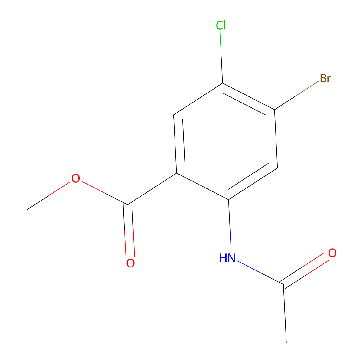Methyl 2-acetamido-4-bromo-5-chlorobenzoate molecular structure, CAS 2655726-96-6