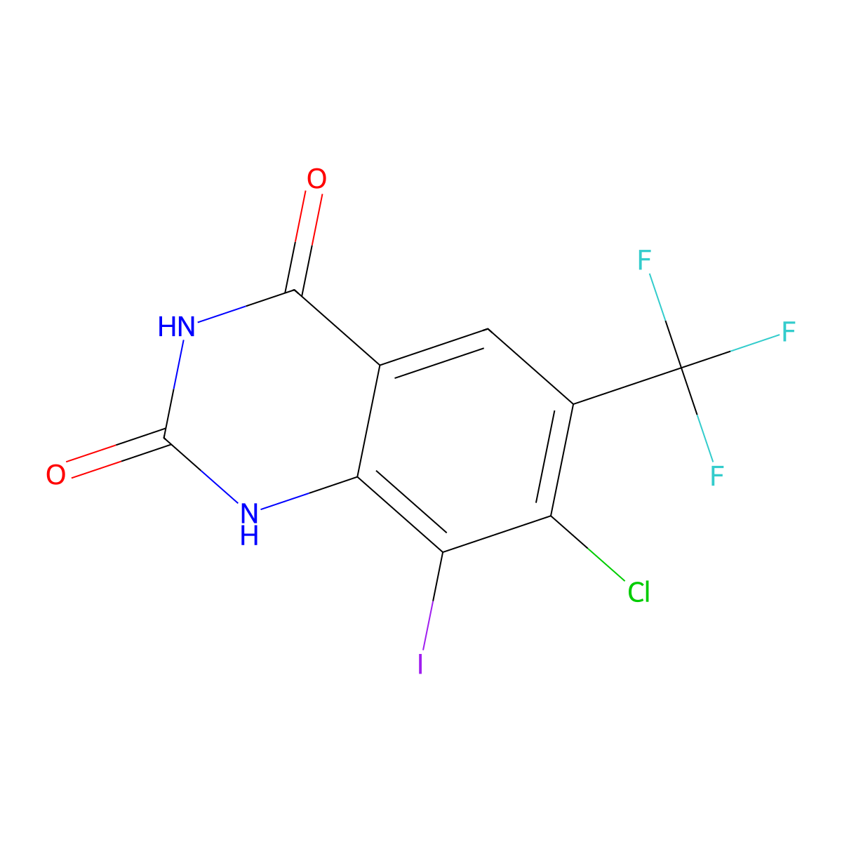 7-Chloro-8-iodo-6-(trifluoromethyl)-1,3-dihydroquinazoline-2,4-dione molecular structure, CAS 2655729-07-8