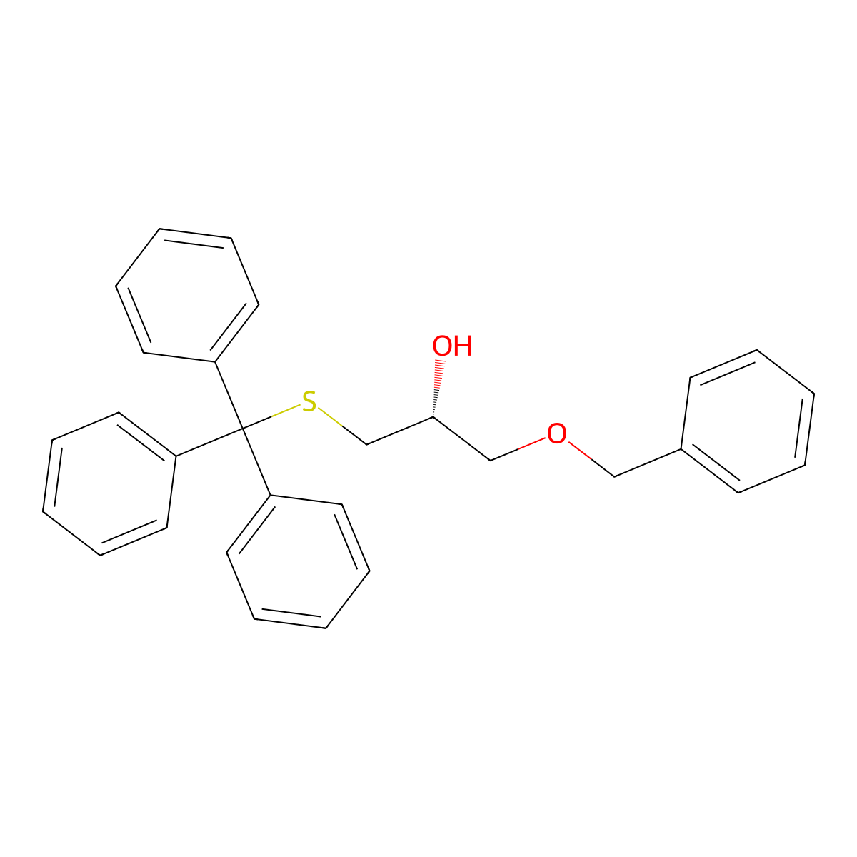 (2R)-1-(benzyloxy)-3-[(triphenylmethyl)sulfanyl]propan-2-ol molecular structure, CAS 2655730-09-7